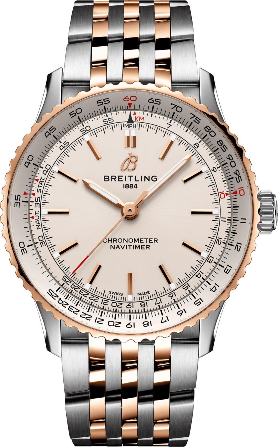 Navitimer Automatic 41 in Steel with Rose Gold Bezel on Steel and Rose Gold Bracelet with Beige Dial