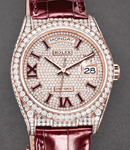 Day Date President 36mm in Rose Gold with Diamond Bezel on Strap with Pave Diamond Dial