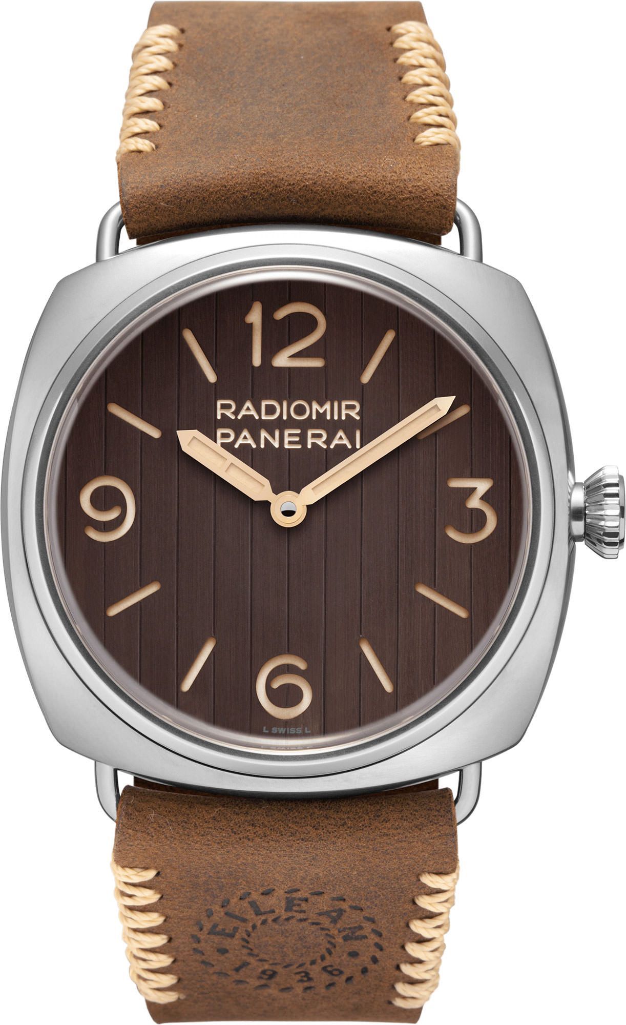PAM 1243 - Radiomir Eilean 45mm in Steel on Brown Leather Strap with Brown Dial
