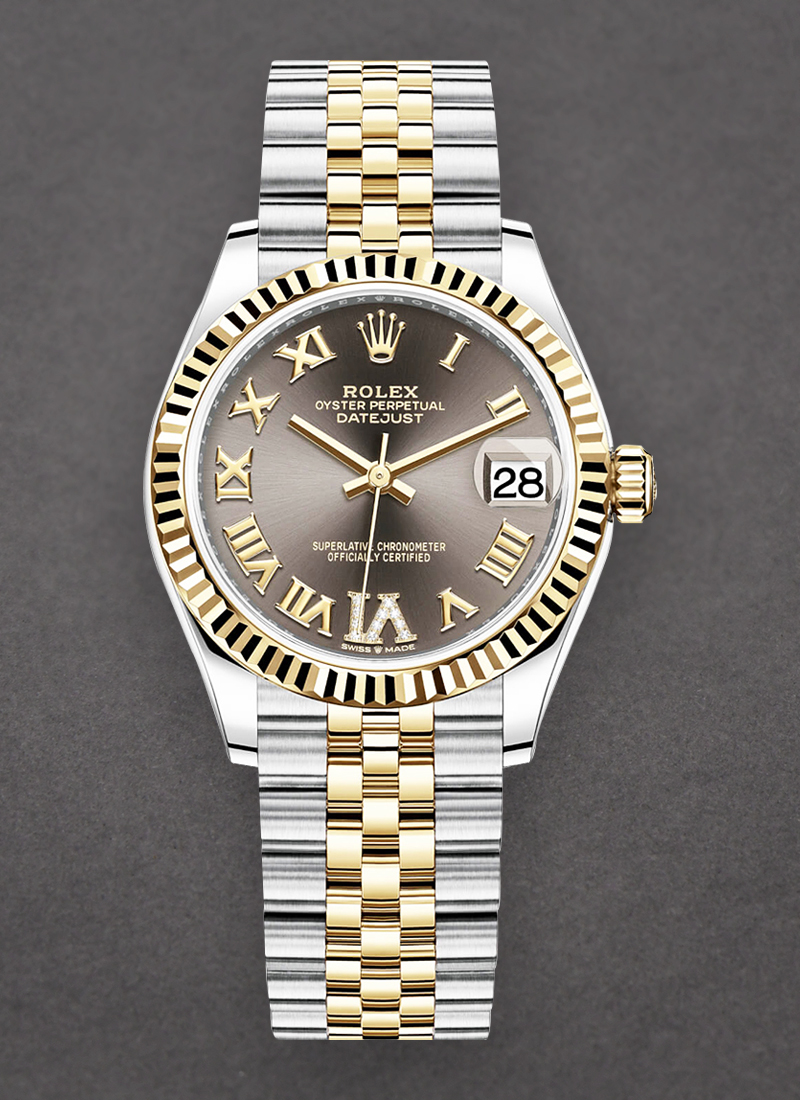 Pre-Owned Rolex Mid Size Datejust 31mm in Steel with Yellow Gold Fluted Bezel