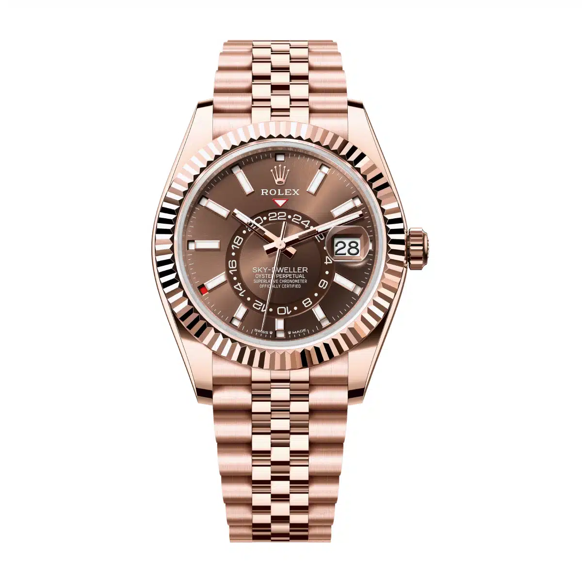 Rolex Unworn Sky Dweller 42mm in Rose Gold with Fluted Bezel