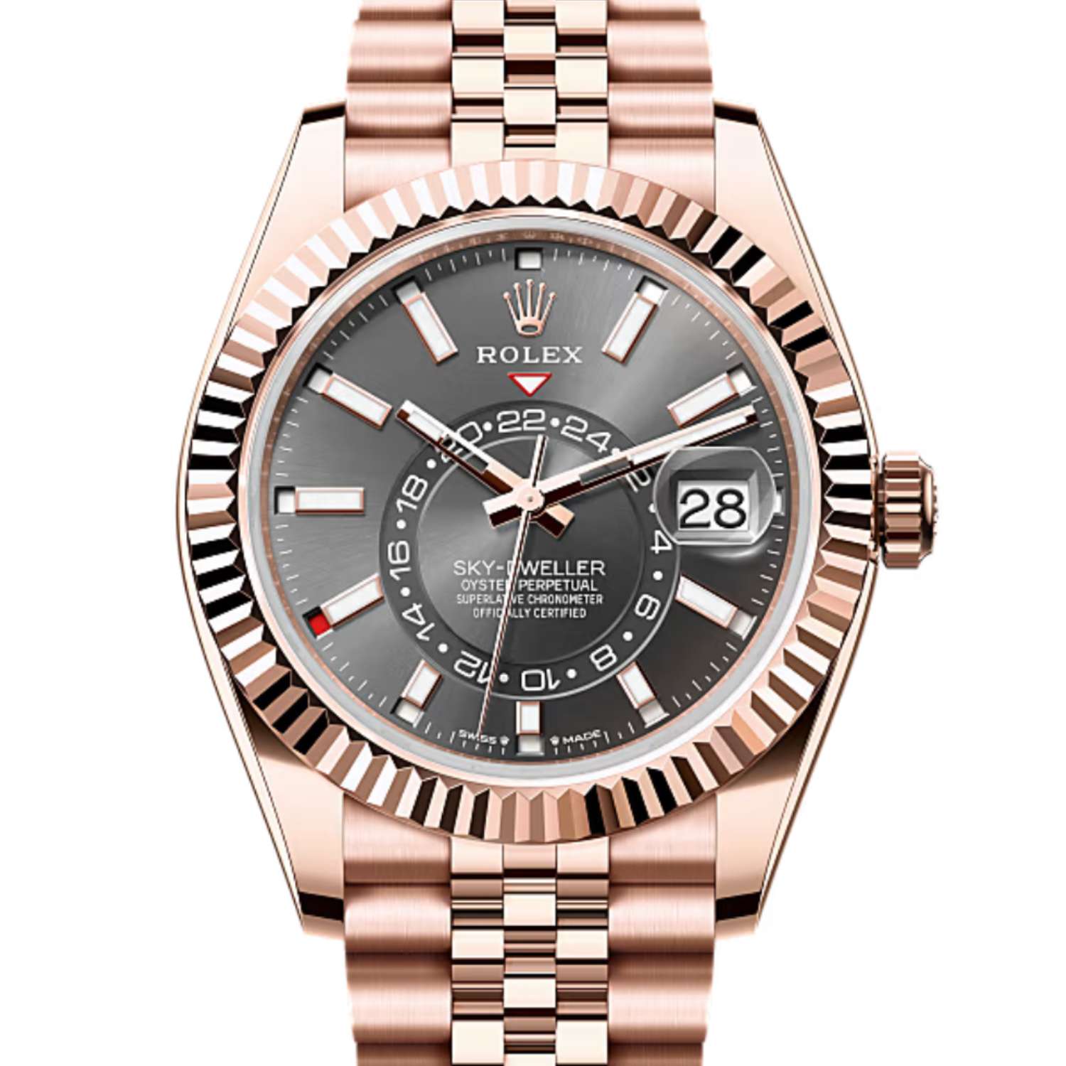 Rolex Unworn Sky Dweller 42mm in Rose Gold with Fluted Bezel