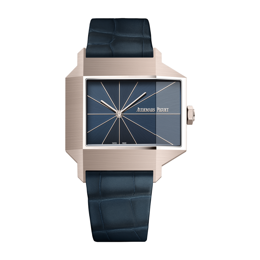 [Re]master 41mm Automatic in Sand Gold on Blue Crocodile Leather Strap with Blue Parallel Brush Effect Dial