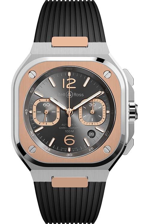 Bell & Ross BR-05 Chrono 42mm Automatic in Steel with Rose Gold Bezel