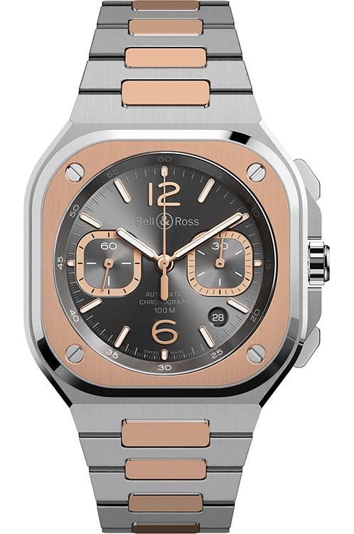 Bell & Ross BR-05 Chrono 42mm Automatic in Steel with Rose Gold Bezel