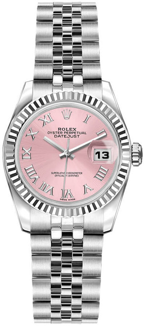 Pre-Owned Rolex Datejust 26mm in Steel with White Gold Fluted Bezel