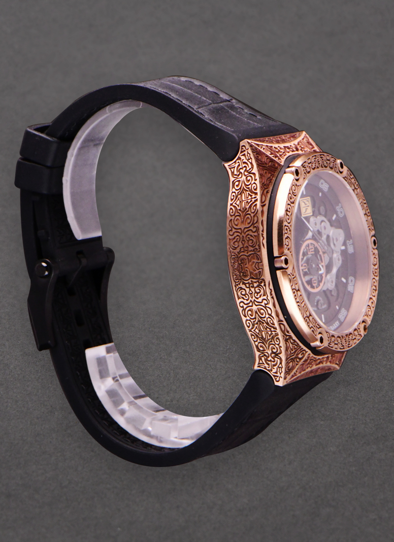 Crazy Wheel in Bronze on a Black Rubber Strap Limited Edition of 88 Pieces  W 04 08