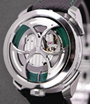 M.A.D. Edition 1 in Stainless Steel with Green Accents on a Black Rubber & Fabric Strap with a Deployant Buckle
