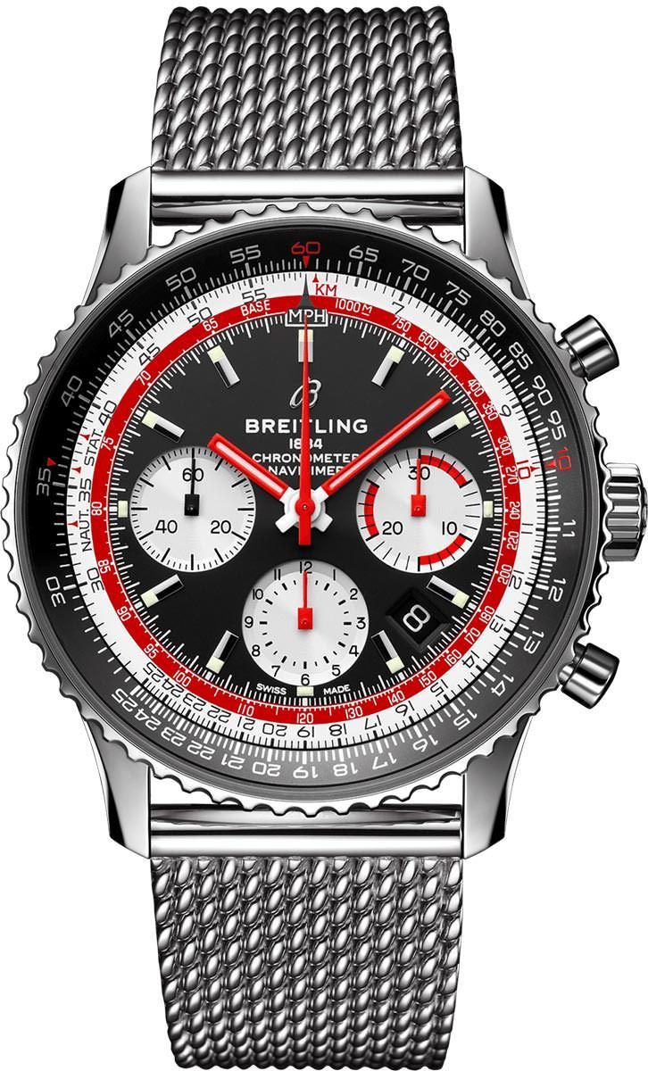 Navitimer B01 Chronograph in Steel on Steel Bracelet and Black Dial