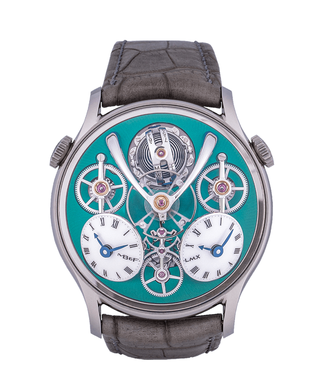 Legacy Machine LMX Paris Edition 44mm in Titanium on Grey Crocodile Leather Strap with Green Dial