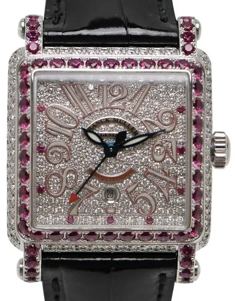 Conquistador Cortez Red Zone in White Gold with Pave Diamond Case & Ruby Bezel on Black Crocodile Leather Strap with Pave Diamond Dial