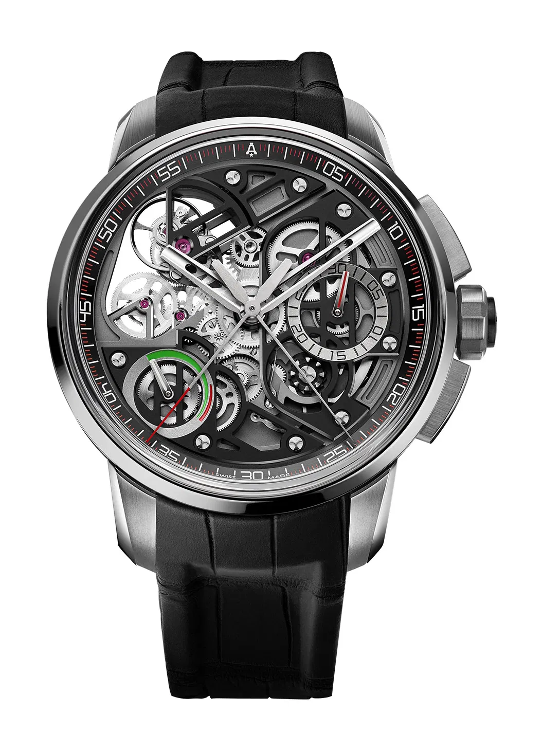 Urban Collection U30 Fly-Back & Split Second Chronograph Tourbillon in Titanium on Black Rubber Strap with Skeleton Dial