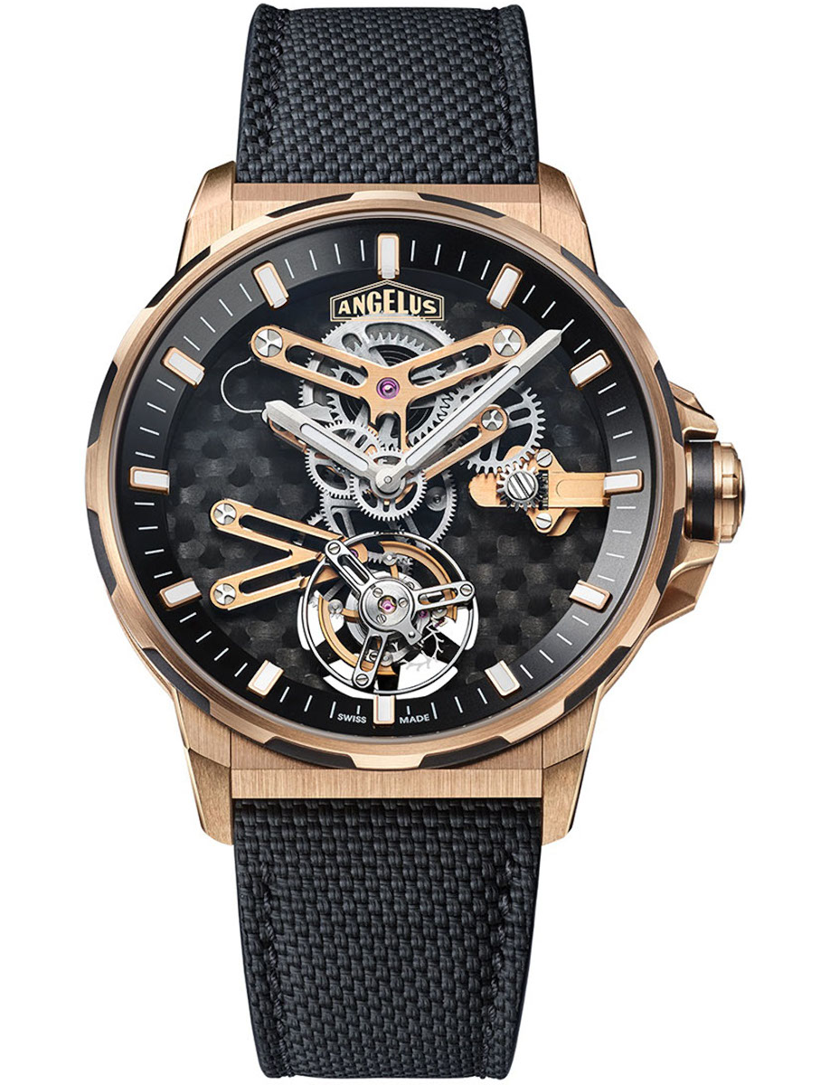Flying Tourbillon 42.5mm in Rose Gold & Carbon on Black Rubber Strap with Black PVD Dial
