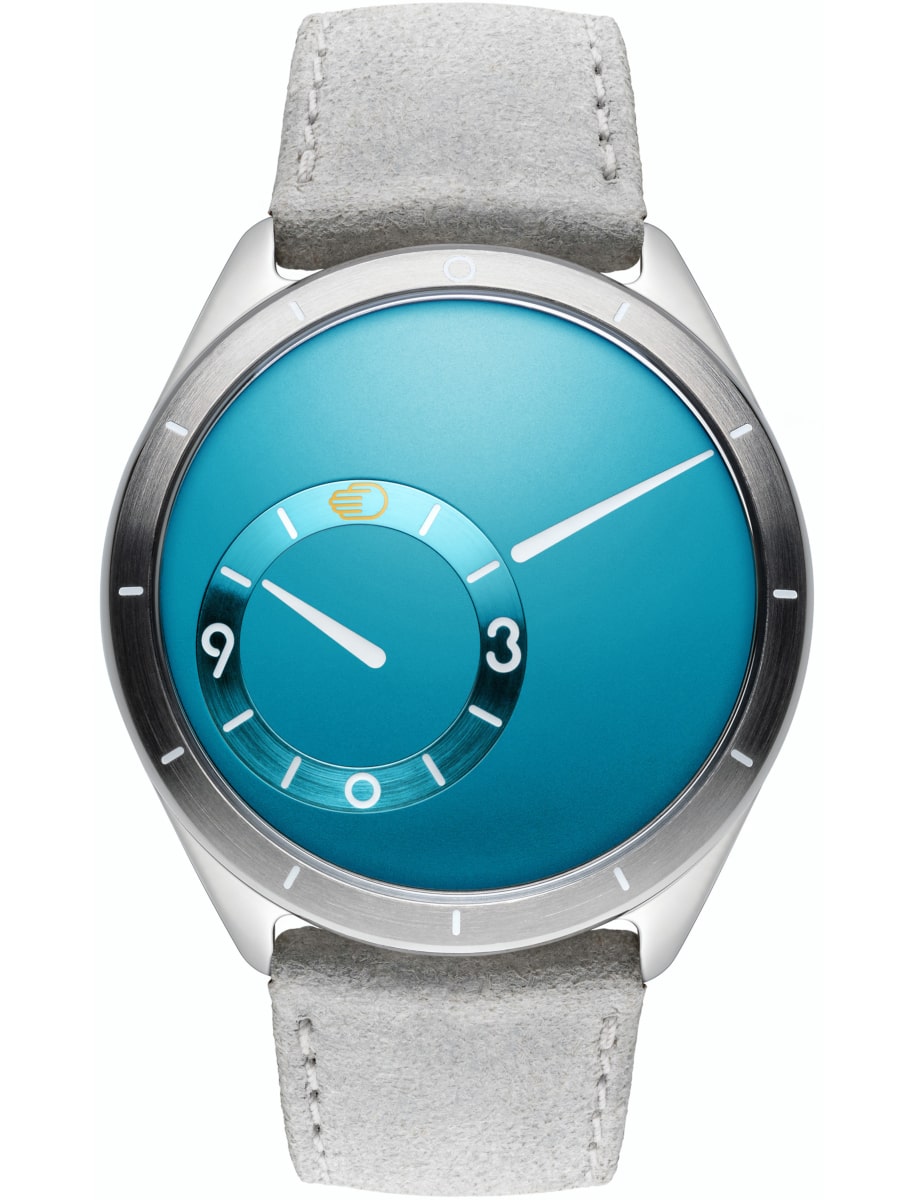 Type 9 Aqua 39mm in Titanium on Grey Calfskin Leather Strap with Fresh Aqua Dial