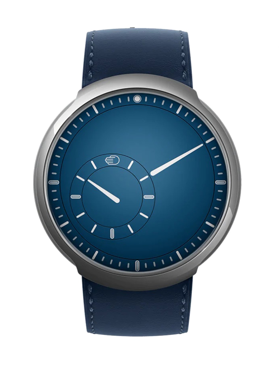 Type 8 C 42.9mm in Grade 5 Titanium on Blue Calfskin Leather Strap with Matt Cobalt Blue Dial