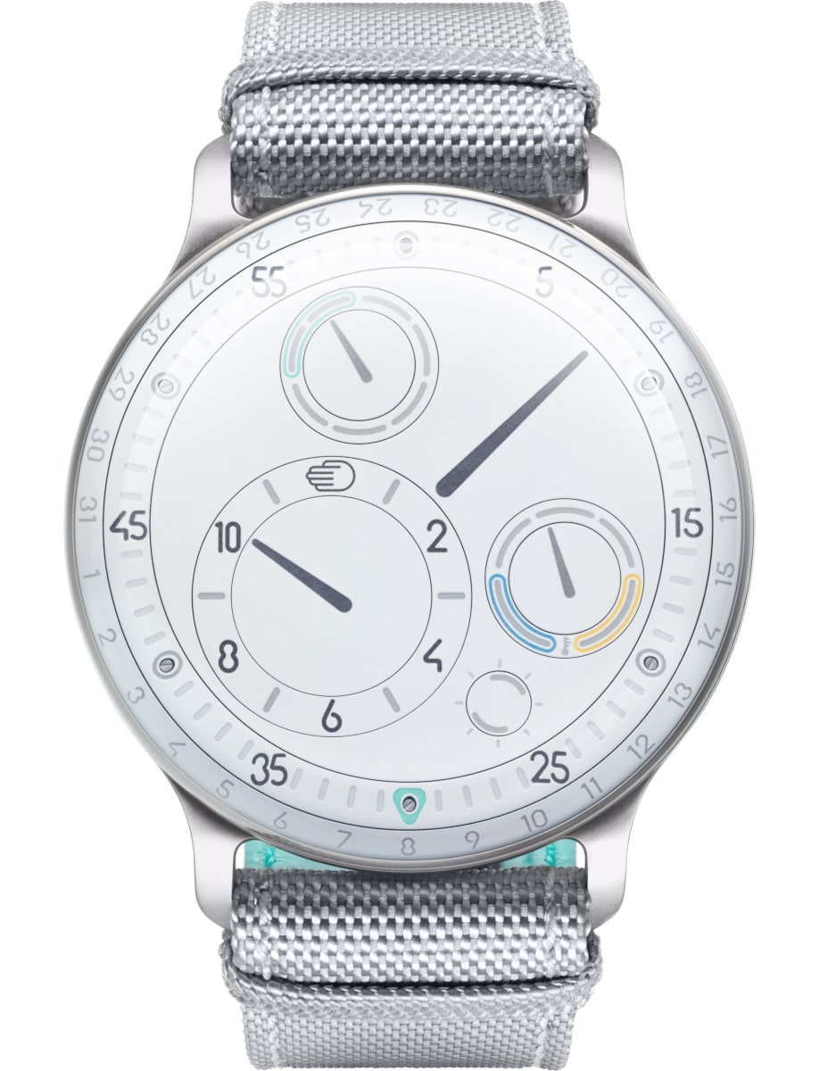 Type 3 White 44mm in Grade 5 Titanium on Silver Fabric Strap with White Dial