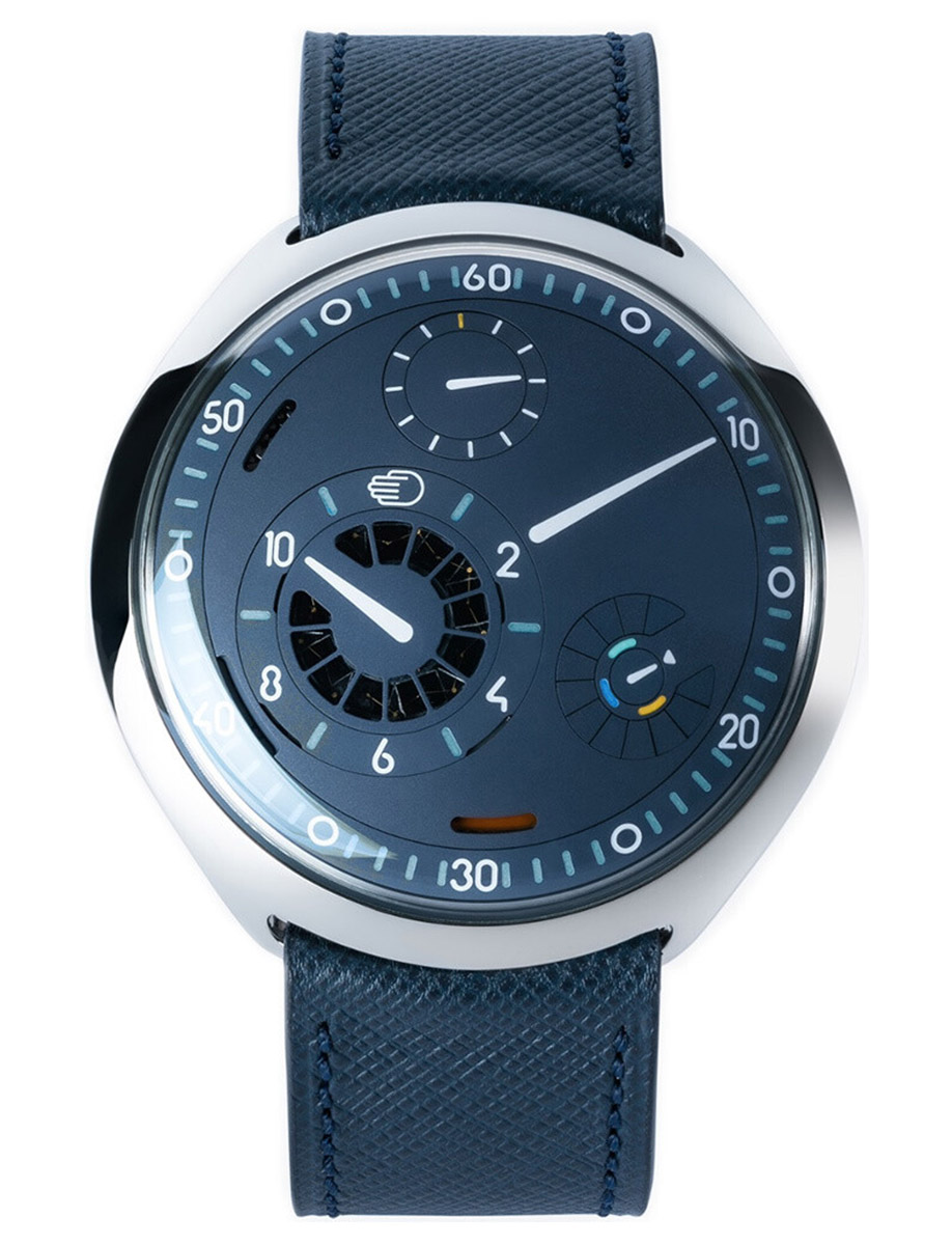 Type 2 N Night Blue 45mm in Grade 5 Titanium on Blue Saffiano Leather Strap with Blue Dial