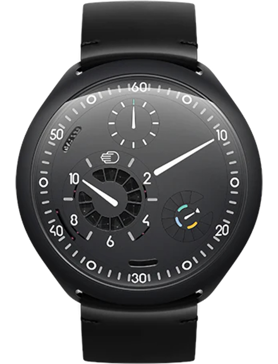 Type 2 .1 45mm in Titanium on Black Leather Strap with Anthricite Dial