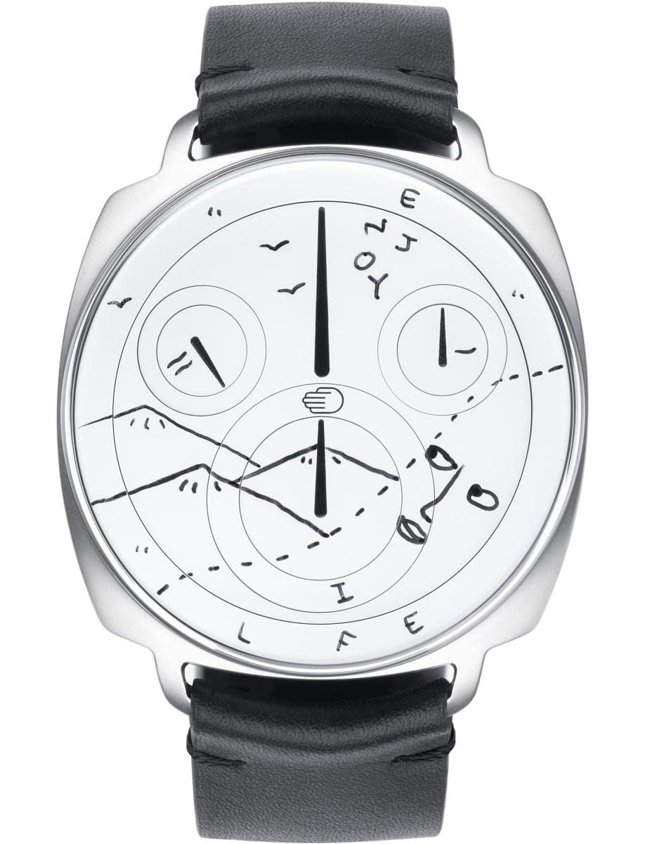 Type 1 TYPE 1² SHA 41mm in Grade 5 Titanium on Black Calfskin Leather Strap with White Dial