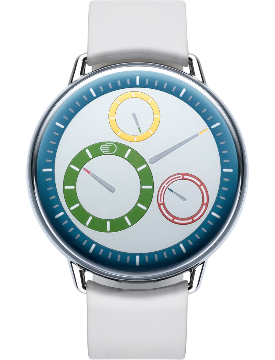 Type 1 Round M – Multi Color 42.7mm in Grade 5 Titanium on Light Grey Rubber Strap with Convex German Silver Dial