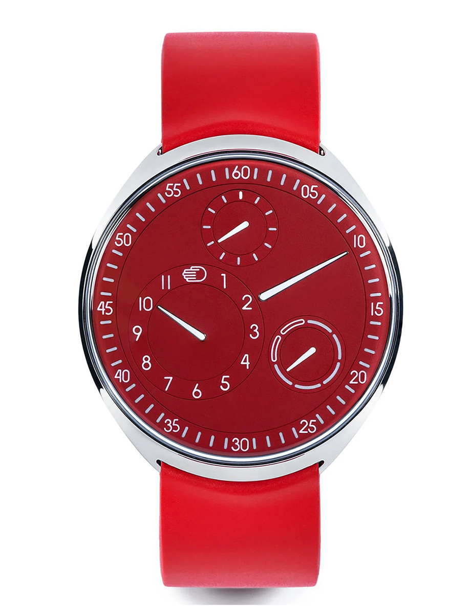 Type 1 Slim Red 42mm in Grade 5 Titanium on Red Rubber Strap with Red Dial