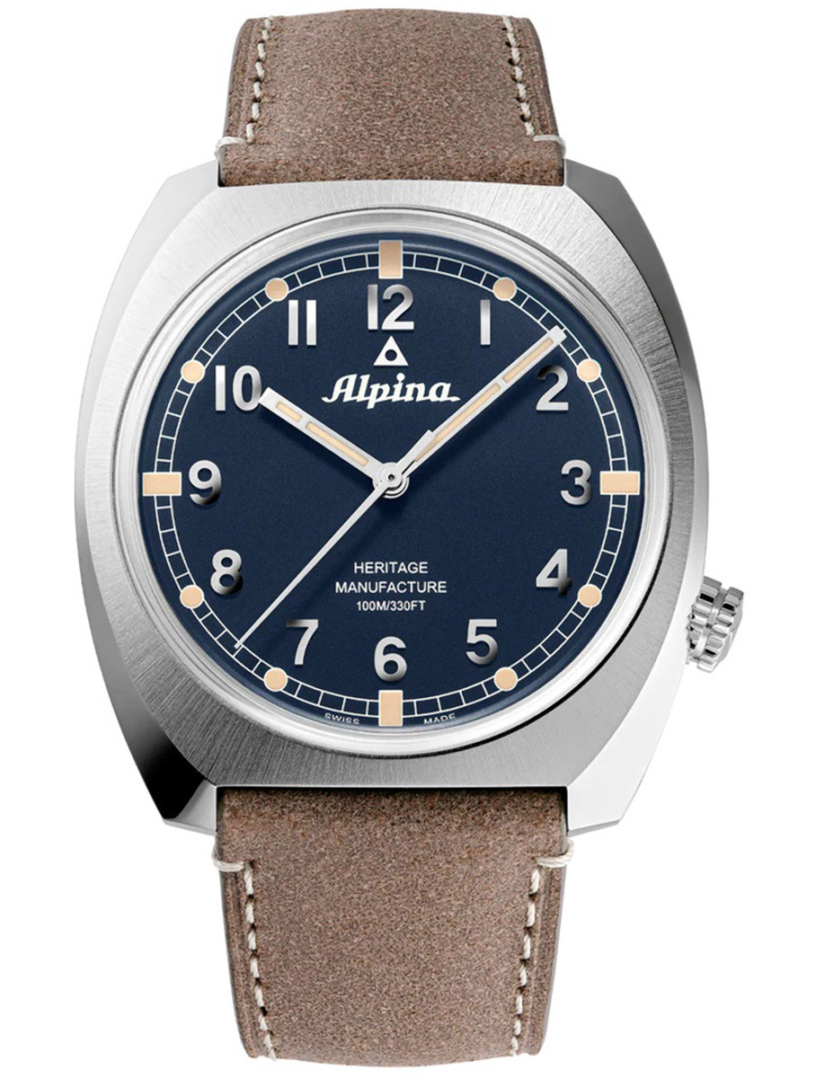 Startimer Pilot Heritage Manufacture 42mm in Steel on Brown Calf Leather Strap with Navy Blue Dial
