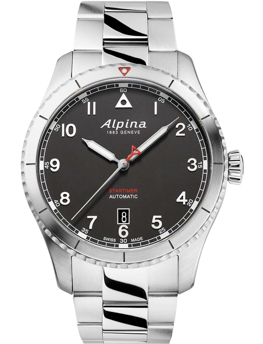 Startimer Pilot Automatic 41mm in Steel on Steel Bracelet with Black Dial