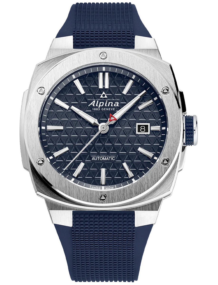 Alpiner Extreme Automatic 41mm in Steel on Navy Blue Rubber Strap with Navy Blue Dial