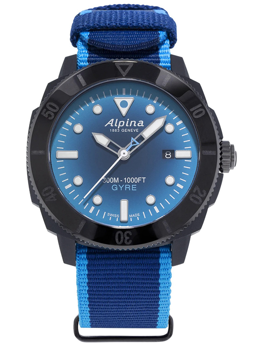 Seastrong Diver Gyre Automatic 44mm in Glass Fibre on Two Tone Blue Nato Strap with Blue Smoked Dial