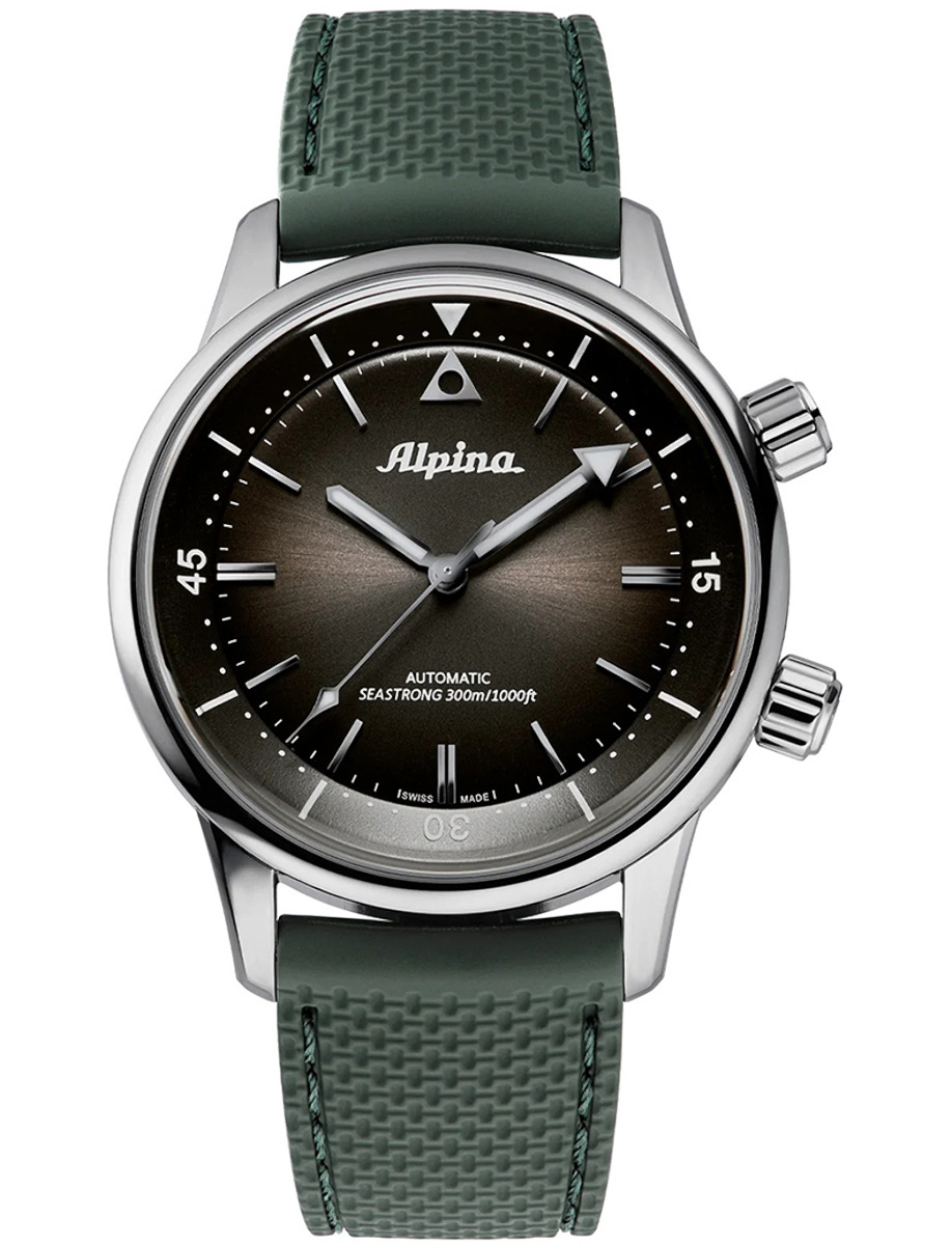 Seastrong Diver 300 Heritage 42mm in Steel on Green Rubber Strap with Green Sunray Dial