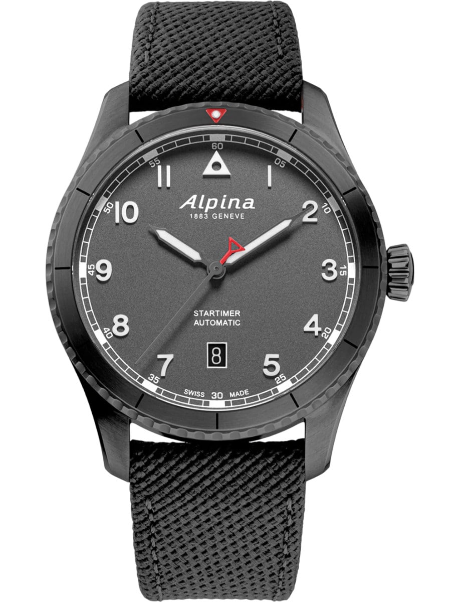 Startimer Pilot Automatic 41mm in Titanium PVD Coated Steel on Grey Rubber with Matt Grey Dial