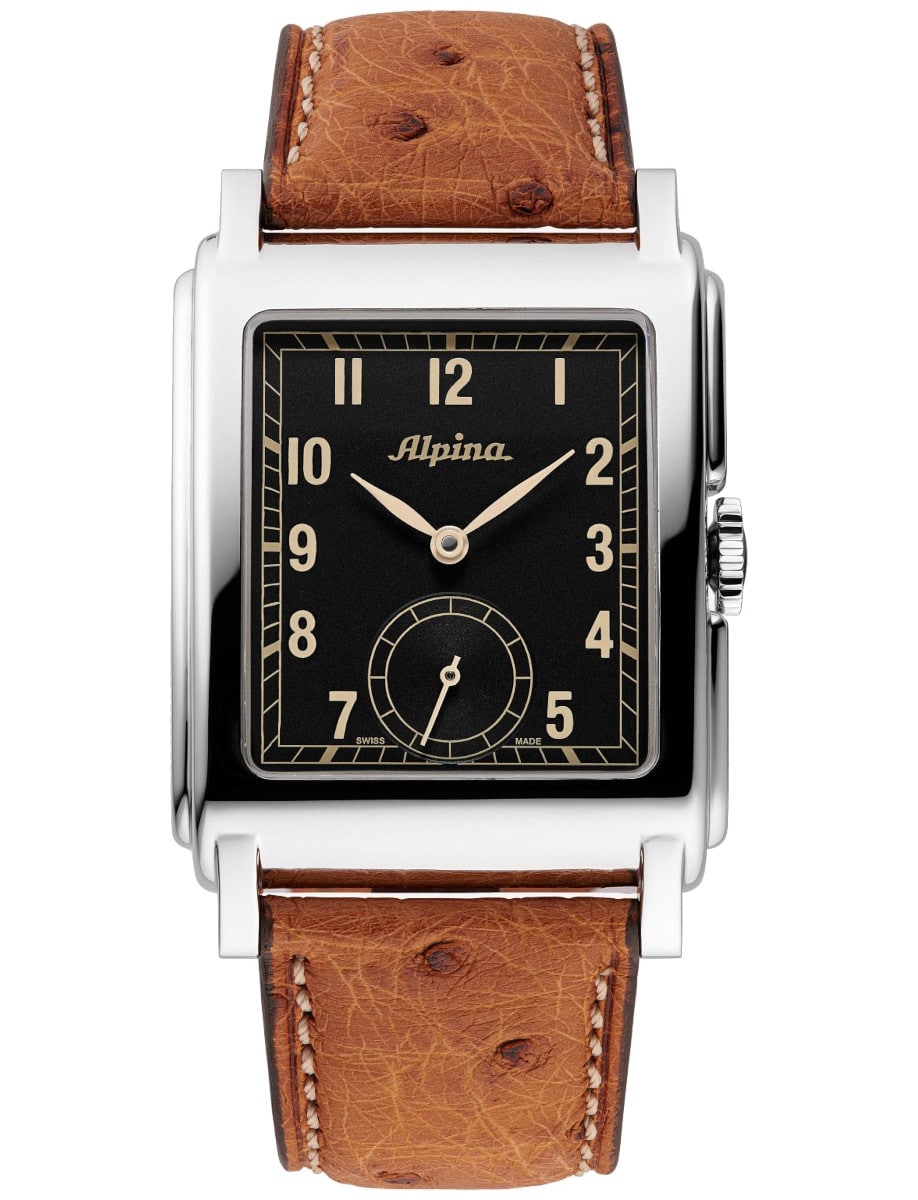 Heritage Carrée Automatic 140 Years 39mm in Steel on Brown Leather Strap with Black Dial