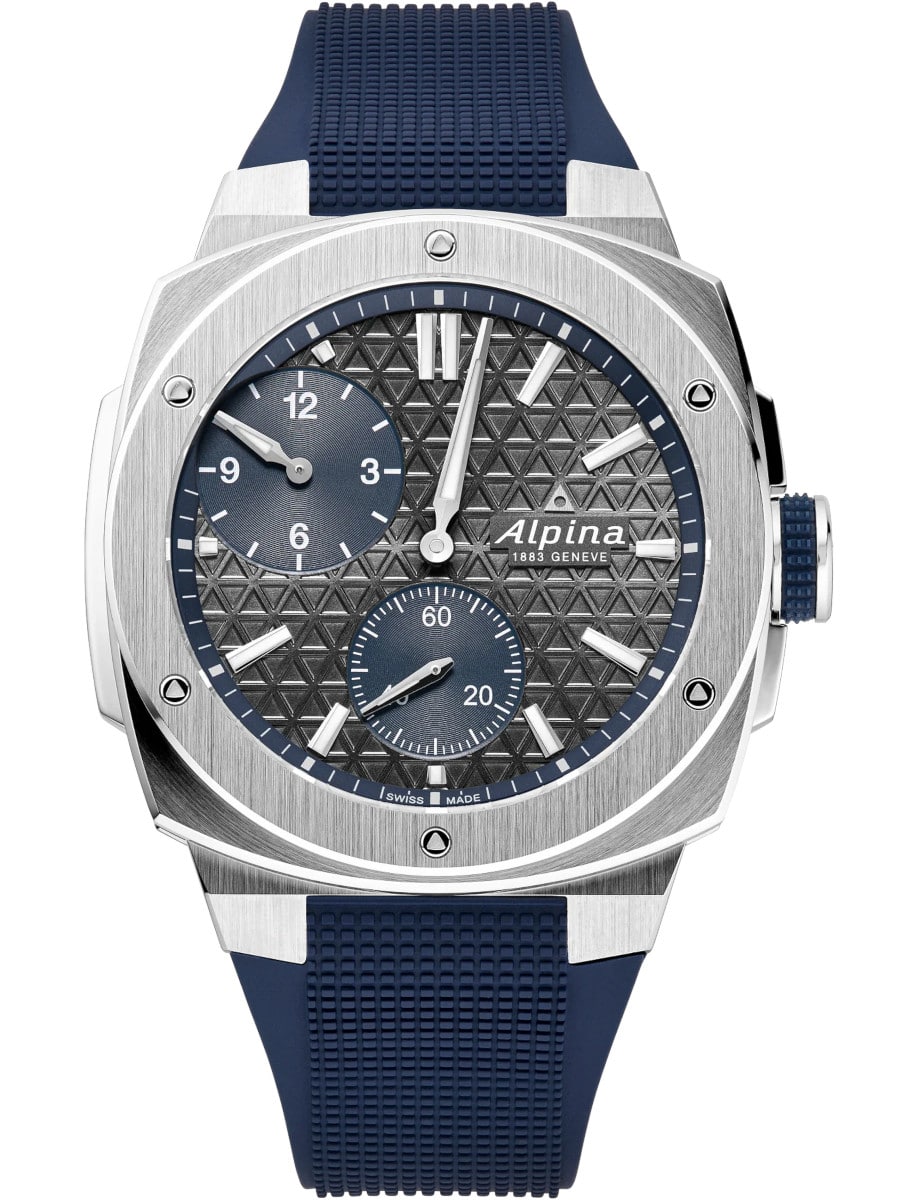 Alpiner Extreme Regulator Automatic 41mm in Steel on Navy Blue Rubber Strap with Dark Grey Dial