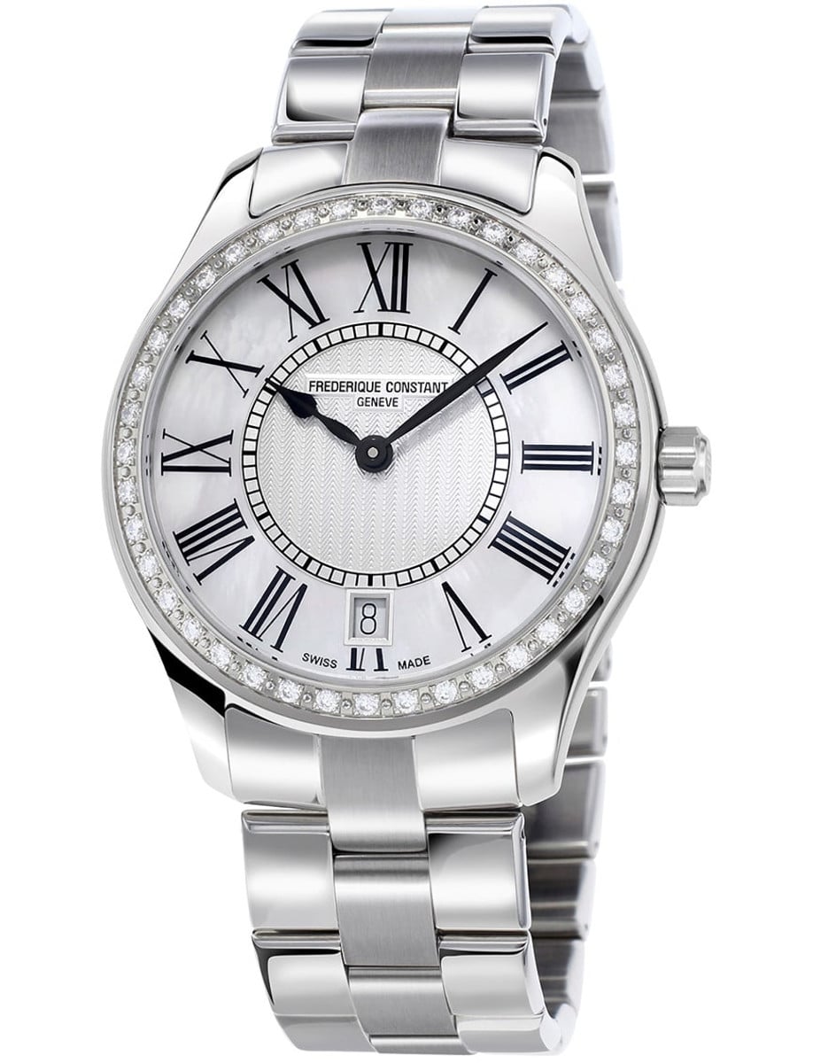 Classics Ladies Quartz 36 in Steel with Diamond Bezel on Steel Bracelet with White Dial
