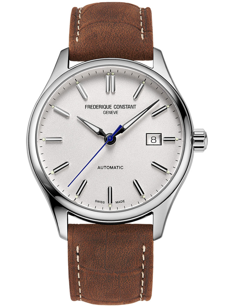 Classics Gents Index Automatic 40 in Steel on Brown Calf Leather Strap with Silver Dial