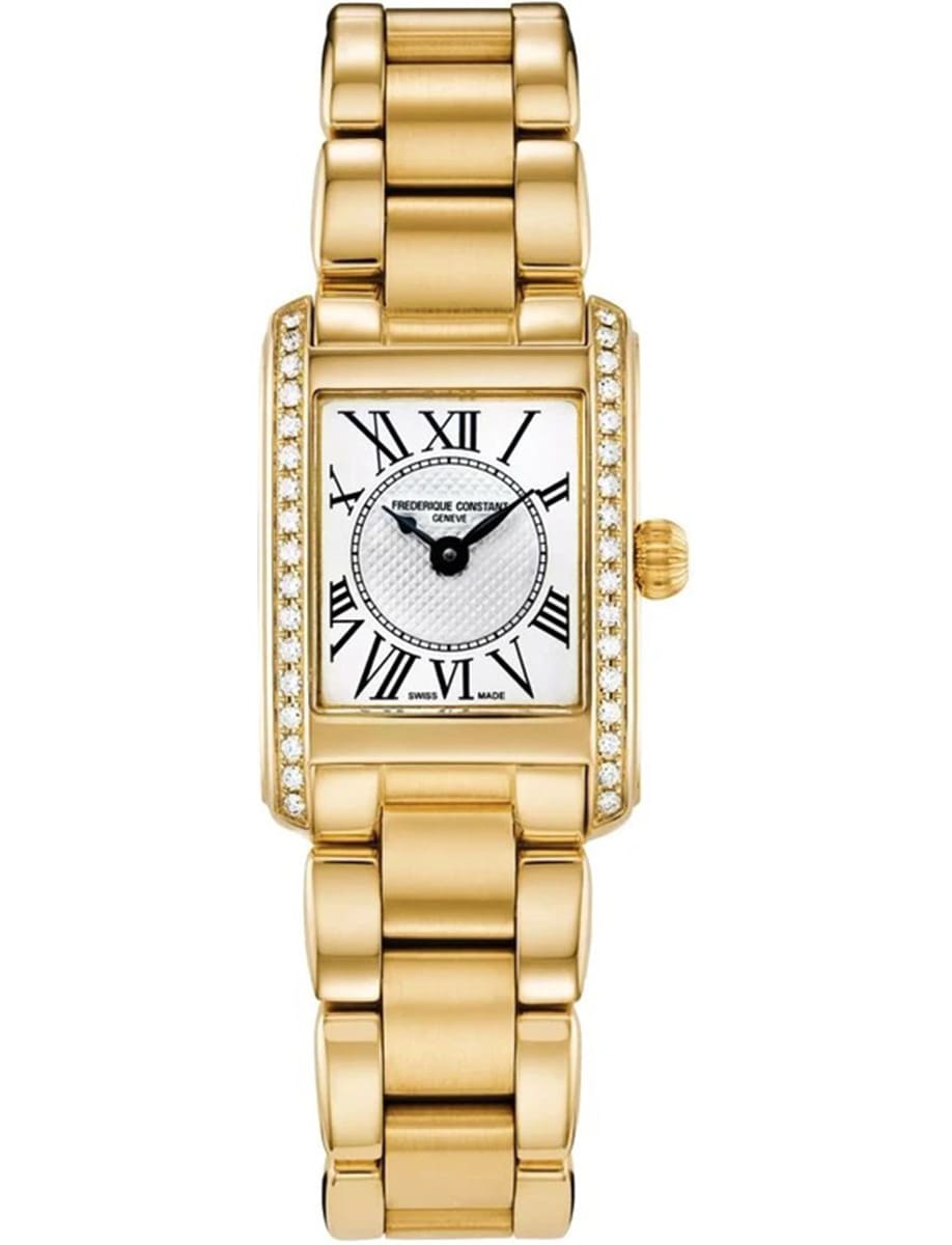 Square Ladies 23 in Rose Gold Plated Steel with Partial Diamond Bezel on Rose Gold Plated Steel Bracelet with Silver Dial