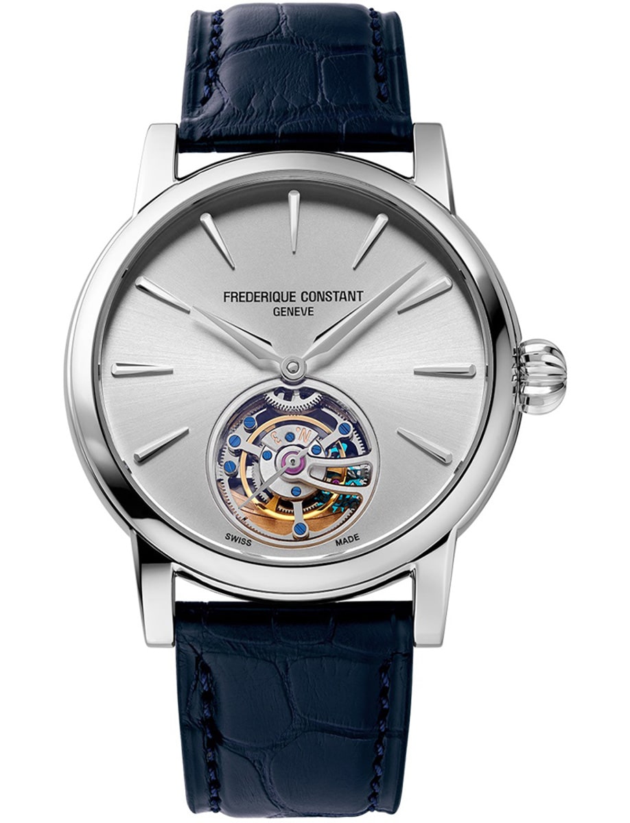 Classic Tourbillon 39mm in Steel - L.E 350 pcs on Blue Alligator Leather Strap with Silver Dial