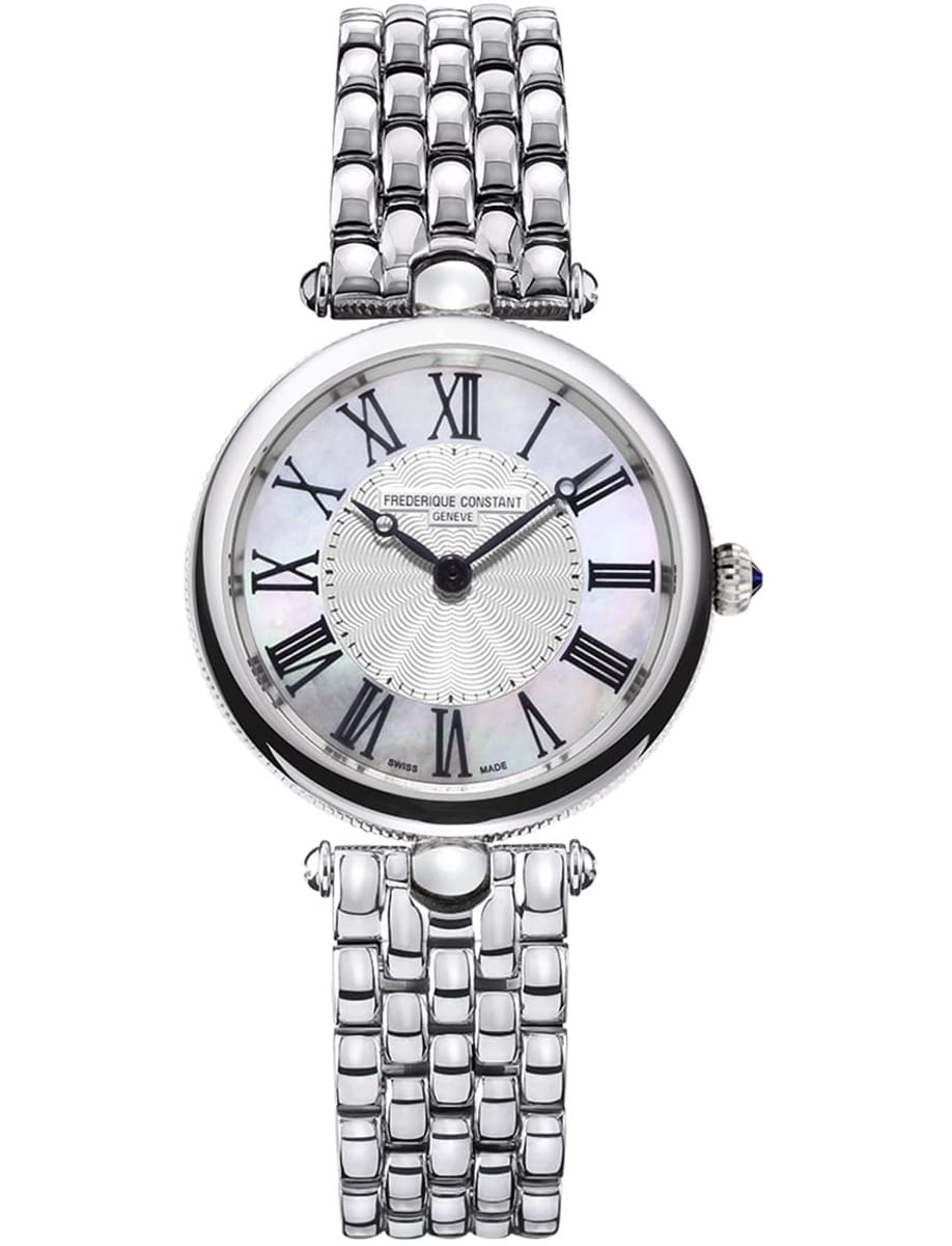 Art Deco Round 30mm in Steel on Steel Bracelet with MOP Dial