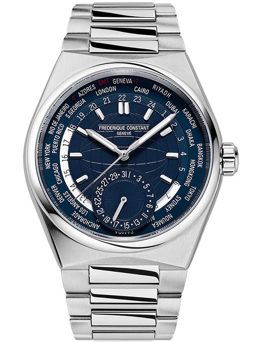 Highlife WorldTimer 41mm in Steel on Steel Bracelet with Blue Dial