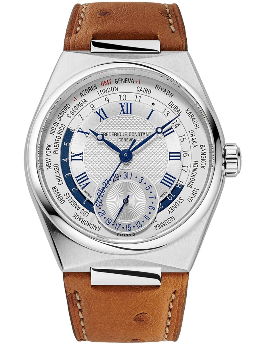 Highlife WorldTimer 41mm in Steel on Brown Ostrich Leather Strap with Silver Dial - Limited Edition 100