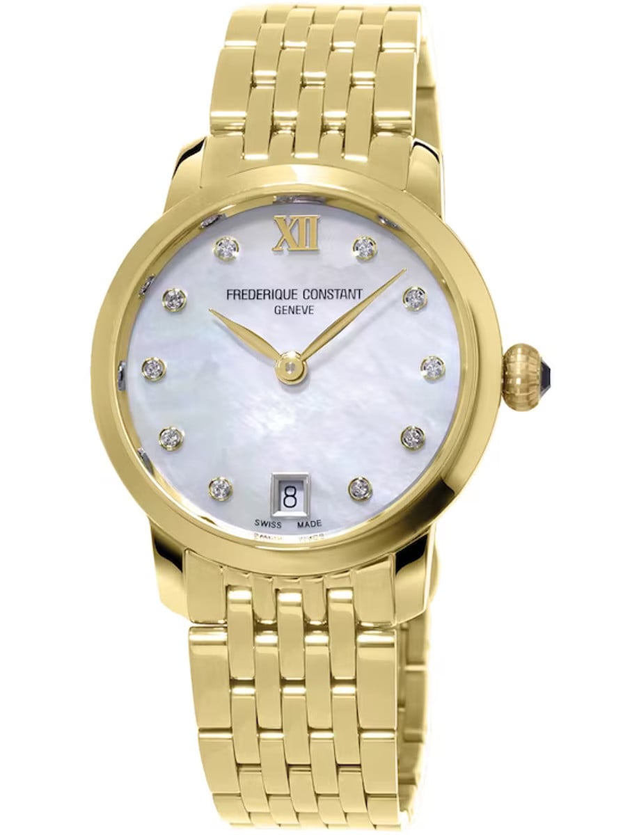 Slimline Ladies 30mm in Yellow Gold on Yellow Gold Bracelet with MOP Dial