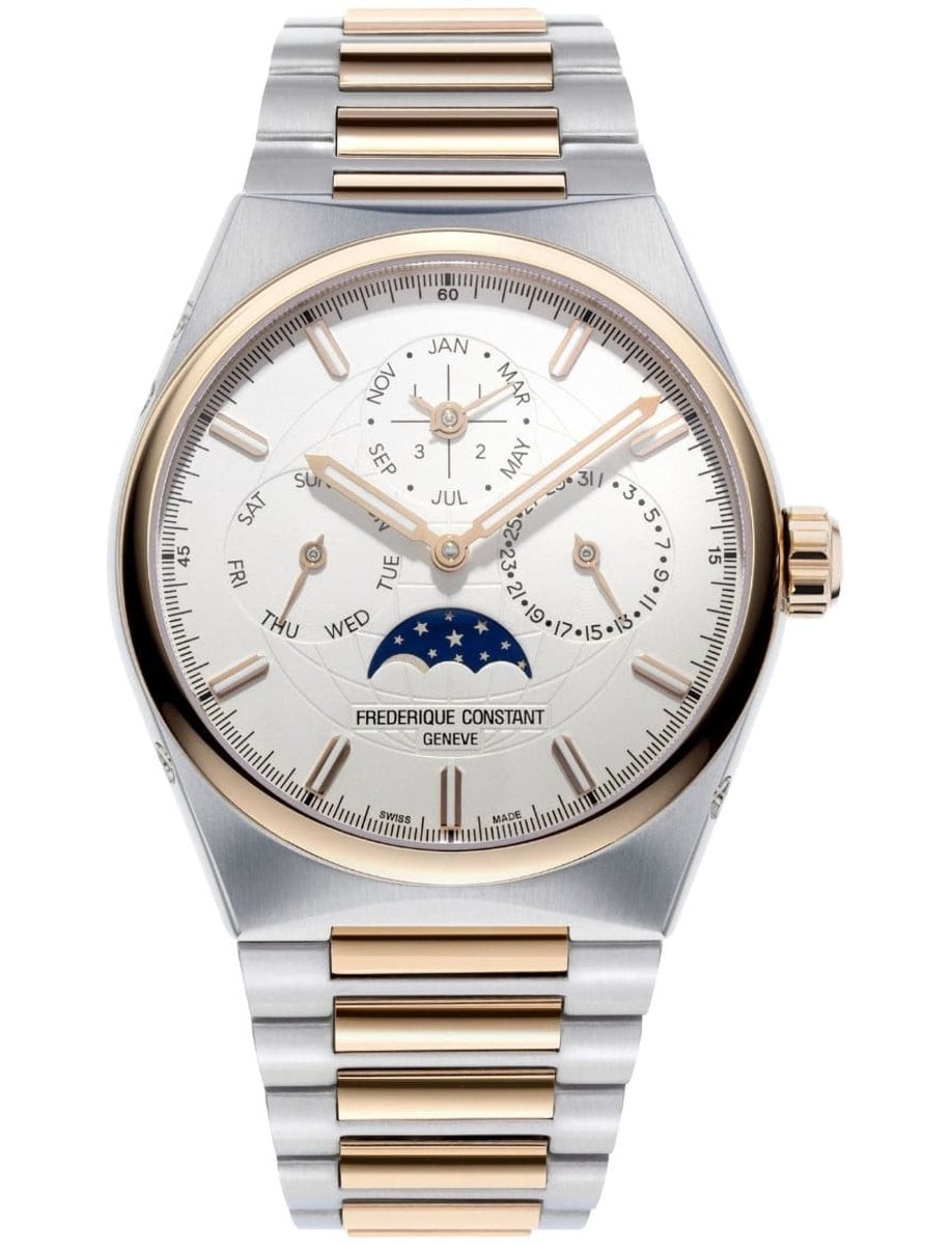 Highlife Perpetual Calendar 41mm in Steel with Rose Gold Bezel on Steel and Rose Gold Bracelet with Silver Dial