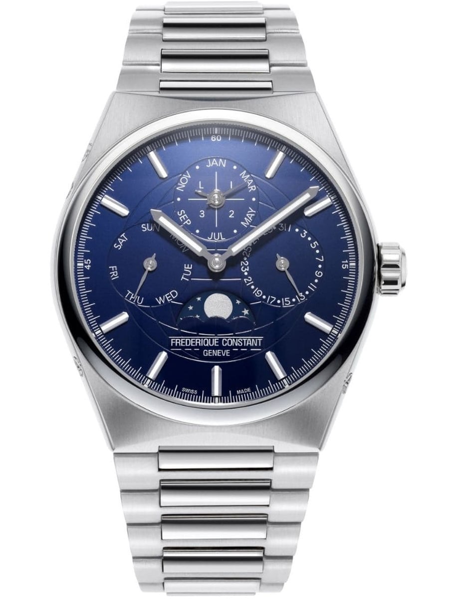 Highlife Perpetual Calendar 41mm in Steel on Steel Bracelet with Blue Dial