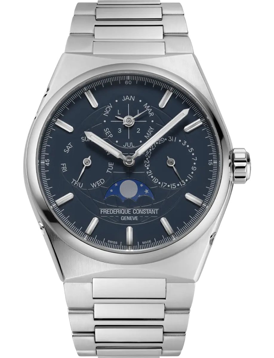 Highlife Perpetual Calendar 41mm in Steel on Steel Bracelet with Blue Dial