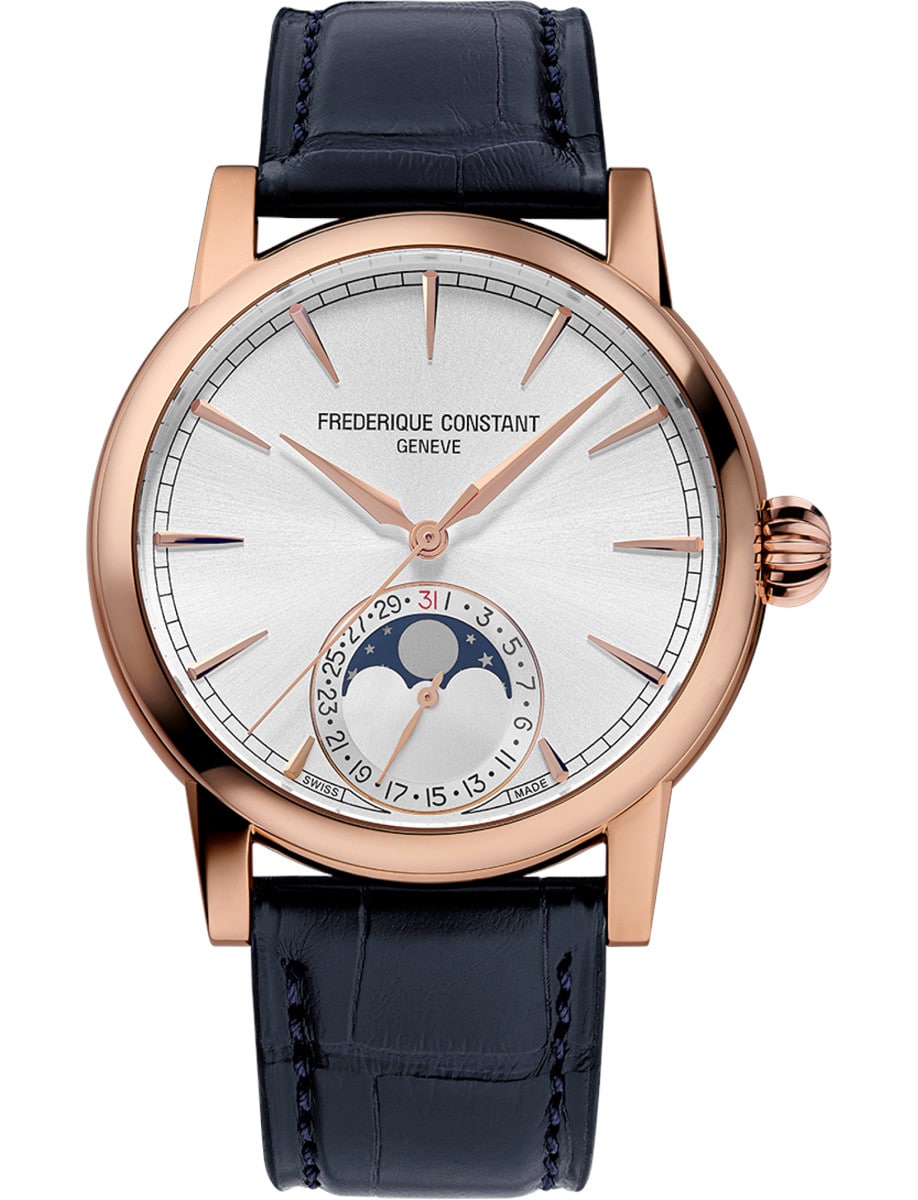 Classic Moonphase Date 40mm in Rose Gold - Limited Edition on Blue Leather Strap with Blue Dial