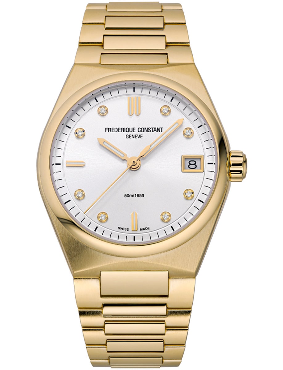 Highlife Ladies Quartz 31mm in Yellow Gold Plated Steel on Yellow Gold Plated Steel Bracelet with Silver Sunray Diamond Dial