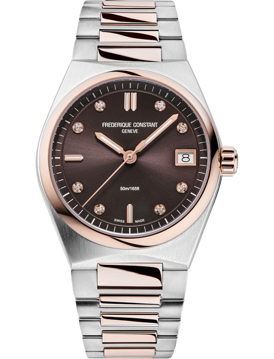 Highlife Quartz Ladies 31mm in Steel with Rose Gold Bezel on Steel and Rose Gold Bracelet with Brown Diamond Dial