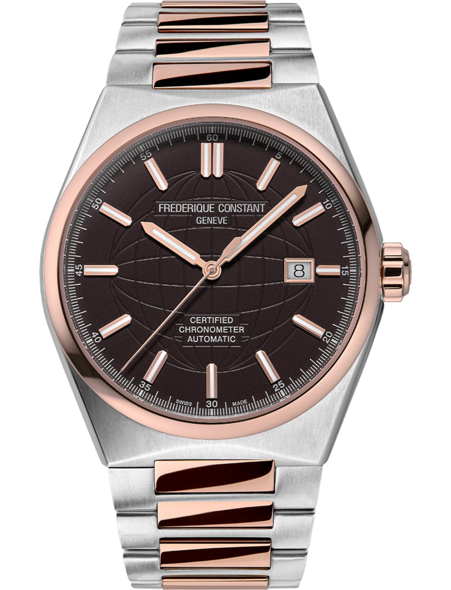 Highlife Automatic COSC 39mm in Steel with Rose Gold Bezel on Steel with Rose Gold Bracelet with Brown Dial