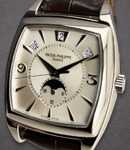 5135G Calendario  Annual Calendar in White Gold on Black Crocodile Leather Strap with Silver Dial