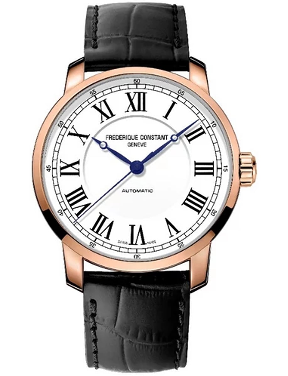 Classics Premiere 38.5mm in Steel with Rose Gold Coating - Limited Edition 500 Pieces on Black Calf Leather Strap with Silver Dial